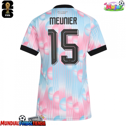 Camiseta Bélgica Thomas Meunier #15 Segunda Equipación Replica Mundial 2026 para mujer mangas cortas